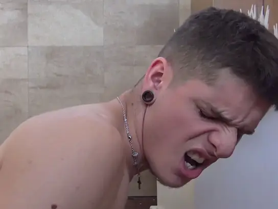 Tattooed fledgling nubile faggot torn up in the spa