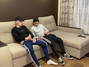 Youthfull studs get off with 2 buddies in red-hot sporwear activity