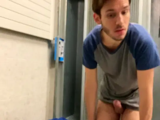 Youthful inexperienced caught stroking in locker apartment, jacks off and caught wanking in public