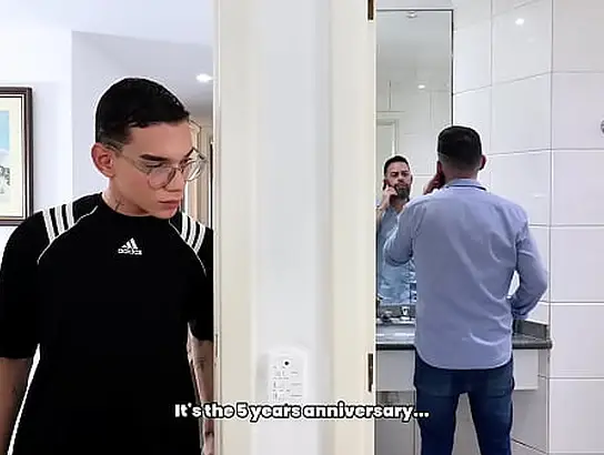 Kaio Paulista and Ryan Ross get a helping forearm from a mischievous dude with a hefty penis