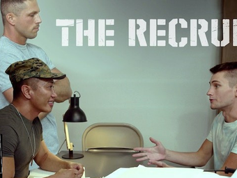 Watch these army jocks train a freshrecruit for a wild bareback threesome