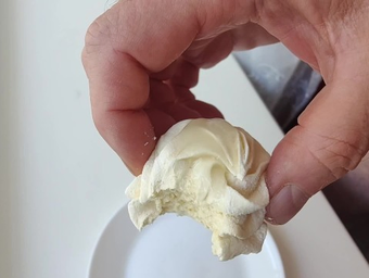 Shy Racoon slurps on the cake and swallows every drop