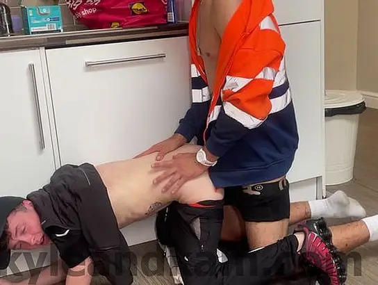 Kyle and Kam get their big uncut cocks out and repair the washing machine