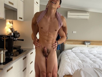 Asian boy and his man share a massive dick in this hot thigh-fucking frenzy!