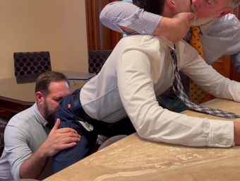 Watch younger Salesman Amaze Manager with raw and sexy roleplay and rimming action!