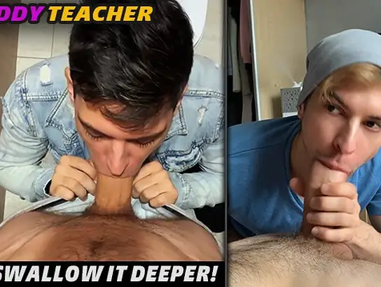 Cris Fabio trains a youthfull Latino dude how to suck a rigid fuck-stick in public restroom