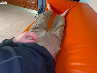 Watch Evgeny Twink flaunt his massive boner and get a hot load on his skinny body