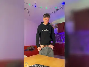 Watch Evgeny Twink's skinny body get a hard pounding from his uncensored long cock
