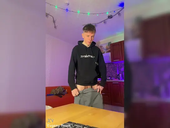 Watch Evgeny Twink's skinny body get a hard pounding from his uncensored long cock
