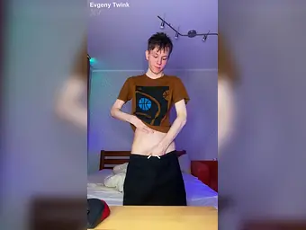 Watch Evgeny Twink's skinny ass try to hold back this thick geyser but fails