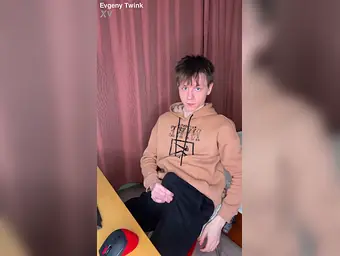 Watch Evgeny Twink's skinny body pulsate as he plows her long and hard with his uncut cock